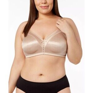 Bali Bra 42C Double Support Tailored Wireless Lace up Front Nude Beige 3820